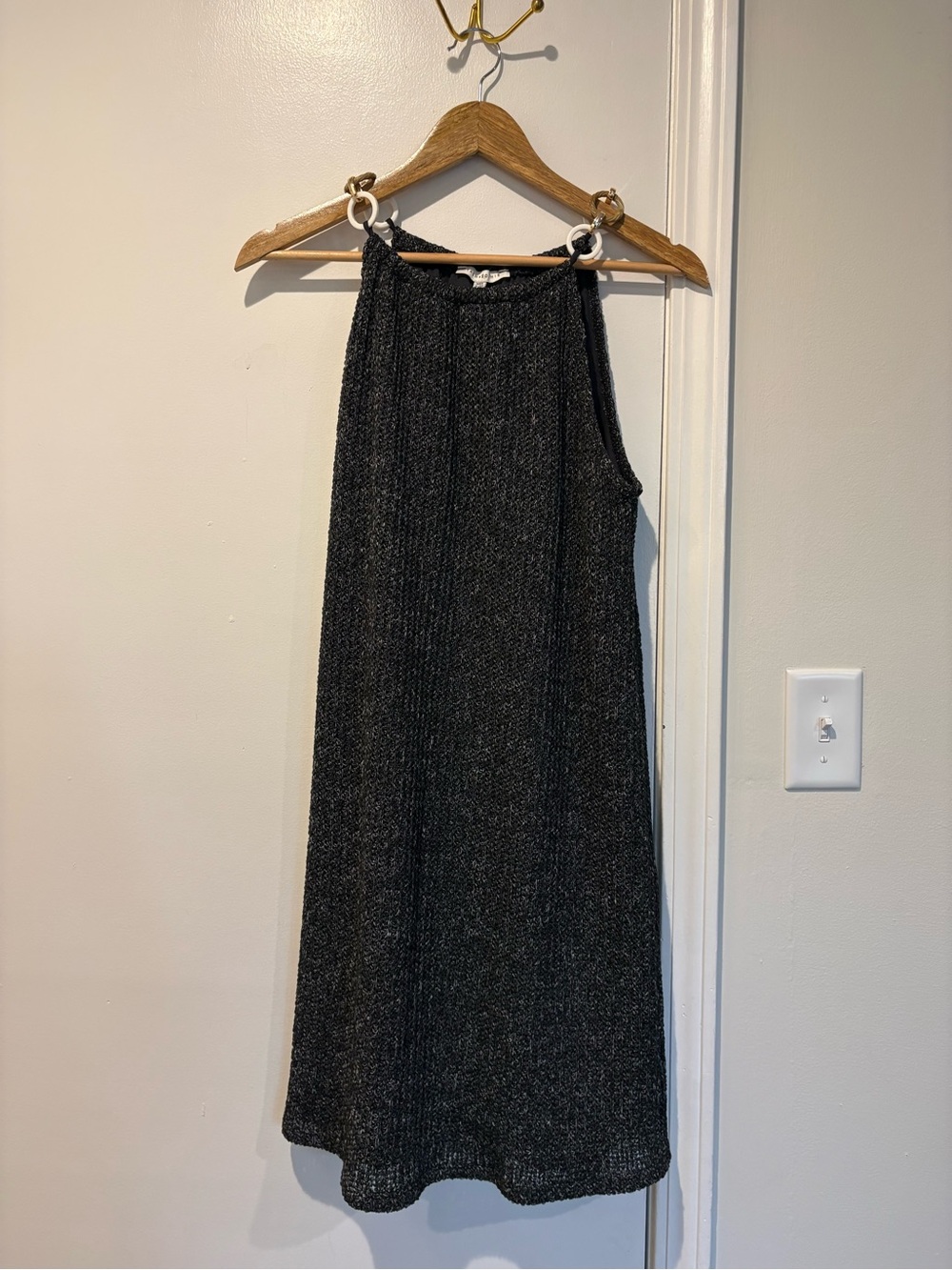 Modern Resort Tash+Sophie Black Marled Knit Dress with Art Deco Hoop Staps